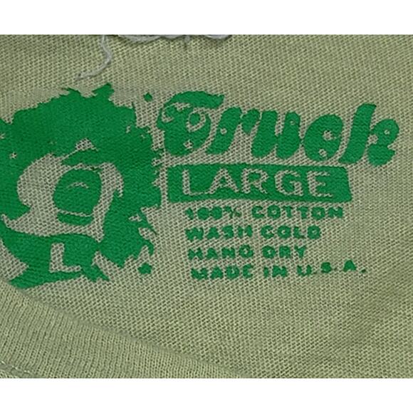 Truck Lime Green Distressed Graphic T Shirt Top Large Soft Lightweight Tagless - Picture 5 of 5